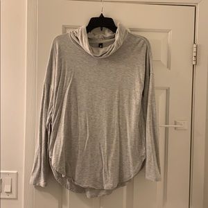 Light grey cowl neck athletic sweatshirt